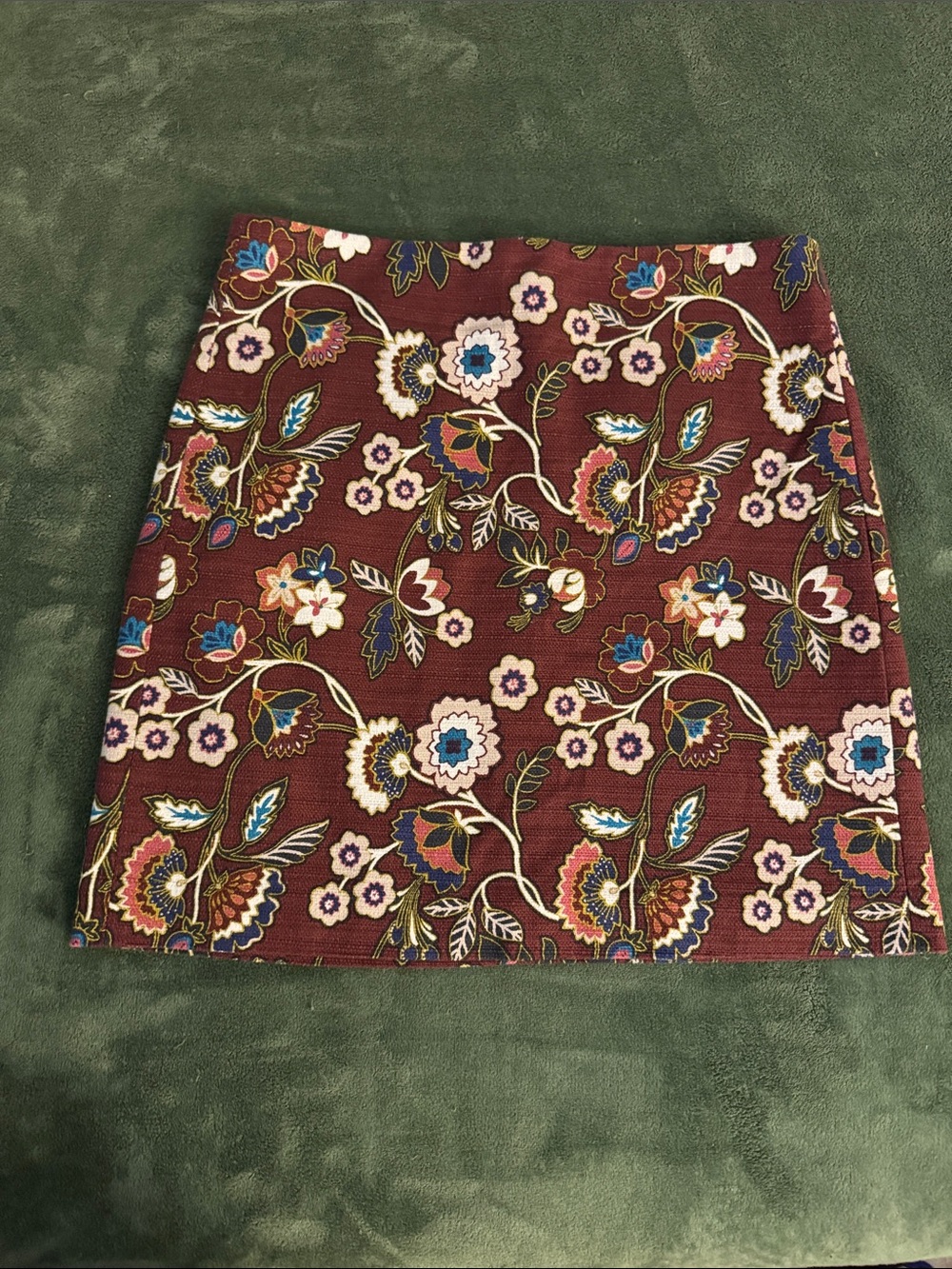 LOFT Burgundy Floral A-Line Mini Skirt